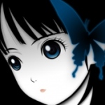 99px.ru аватар Лицо Mikage Yuzuki / Юдзуки Микаге из аниме Адская девочка / Hell Girl / Jigoku Shoujo с синей бабочкой крупным планом