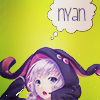 Аватар Vocaloid Yuzuki Yukari / Вокалоид Юдзуки Юкари в кофте с кроличьими ушками на капюшоне, на зеленом фоне (Nyan / Нян)