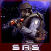 99px.ru аватар Спецназовец SAS из игры Counter Strike Source, в шлеме, противогазе, и с парой светошумовых гранат, целится из автомата Калашникова