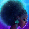 Аватар Бейонсе / Beyoncй с серьгой в виде медузы на сине-фиолетовом фоне