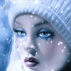 99px.ru аватар Девушка блондинка в шапке под падающим снегом