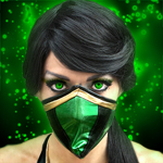Аватар Зеленоглазая девушка Джейд / Jade из игры Смертельная Битва / Mortal Kombat в зеленой маске и с проницательным взглядом