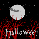 99px.ru аватар Летучая отдаляющаяся мышь на фоне луны над красными деревьями (Halloween / Хэллоуин)
