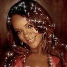 Аватар Rihanna / Рианна с блестками в волосах мило улыбается, склонив голову на бок