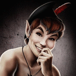 99px.ru аватар Питер Пэн / Peter Pan с рукой у рта улыбается, арт к мультфильму Питер Пэн / Peter Pan