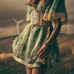 Аватар Девушка в зеленом платье с кружевами