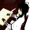 Аватар Рюуко / Ryuko из манги и аниме Монохромный фактор / Monochrome Factor сидит за столом с пером и книгой