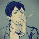 Аватар Бертольд Фубар / Bertholdt Fubar в костюме курит на сером фоне из аниме Shingeki no Kyojin / Вторжение гигантов