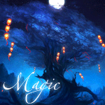 99px.ru аватар Дерево со светящимися фонариками ночью над полной луной (Magic / Магия)