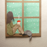 99px.ru аватар Девушка с чашкой в руке, сидит у окна смотря на снегопад, рядом лежит кошка