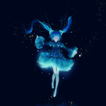 99px.ru аватар Вокалоид Мику Хатсуне / Miku Hatsune падает в темноту в ярком голубом платье