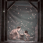 99px.ru аватар Мужчина с мальчиком смотрят на шкатулку, из которой вылетают светлячки