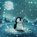 99px.ru аватар Пингвин стоит на льдине под падающим снегом