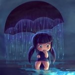 Аватар Девочка сидит под зонтиком, из которого идет дождь, автор DestinyBlue