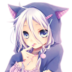 Аватар Vocaloid Ia / Вокалоид Йа в капюшоне с неко-ушками приложила палец к губам