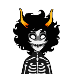 Аватар Kurloz Makara / Курлоз Макара из веб-комикса Хоумстак / Homestuck в костюме скелета показывает разные жесты руками