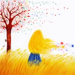 99px.ru аватар Девушка с развевающимися волосами стоит к нам спиной в поле
