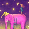 99px.ru аватар Девочка стоит на розовом слоне и рисует звезды