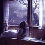 99px.ru аватар Девушка с книгой лежит у окна и смотрит на падающий снег