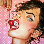 Аватар Девушка поднесла вишню к губам