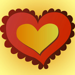 99px.ru аватар Желтое сердце в красном сердце, окруженном волнистой каймой