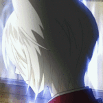 Аватар Томоэ / Tomoe из аниме Очень приятно, Бог / Kamisama Hajimemashita стоит в комнате в окружении пламени огня, поворачивается и оказывается на фоне неба