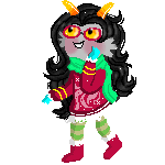 Аватар Feferi Peixes / Фефери Пейшес из веб-комикса Хоумстак / Homestuck зимой стоит в сугробе под снегопадом, улыбаясь и моргая смотрит вверх, и ловит снежинки на ладонь