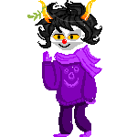Аватар Gamzee Makara / Гамзи Макара из веб-комикса Хоумстак / Homestuck зимой стоит в сугробе под снегопадом, мило улыбается, моргает и приветственно машет рукой