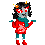 Аватар Terezi Pirope / Терези Пироп из веб-комикса Хоумстак / Homestuck зимой стоит в сугробе под снегопадом и высунув язык ловит снежинки