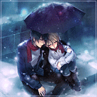 99px.ru аватар Парень с девушкой сидят под зонтиком зимней ночью в снегопад