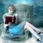 Аватар Девушка с книгой сидит на кресле, рядом чашка с кофе