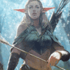 99px.ru аватар Девушка-эльф со стрелой в руке на фоне снегопада