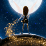 Аватар Девушка - героиня мультфильма Фея-Пират / The Pirate Fairy Зарина / Zarina стоит на фоне полной луны с волшебную шпагой
