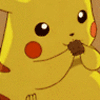 Аватар Пикачу / Pikachu из аниме Покемон / Pokemon ест печеньку