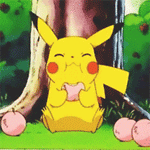Аватар Пикачу / Pikachu из аниме Покемон / Pokemon ест яблоко
