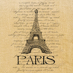 99px.ru аватар Нарисованная Эйфелева башня на фоне текста и надписью PARIS / Париж