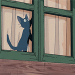 Аватар Джи-Джи / Jiji из аниме Kikis delivery service / Ведьмина служба доставки пытается открыть окно