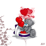 99px.ru аватар Мишка Тедди сидит с красными воздушными шарами в форме сердец