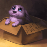 99px.ru аватар Розовая химера сидит в коробке, плача (Free Khimera / Бесплатная Химера)