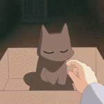 99px.ru аватар Черного кота из аниме Мелочи жизни / little nothings of life гладит чья-то рука
