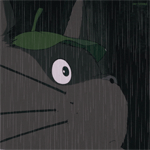 99px.ru аватар Тоторо / Totoro из аниме My Neighbor Totoro / Tonari no Totoro / Мой сосед Тоторо, стоит под дождем