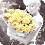 Аватар Девушка держит в руках большой букет желтых роз