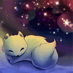 99px.ru аватар Белый песец спит на снегу на фоне звездного неба