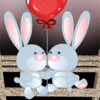 99px.ru аватар Влюбленные зайцы сидят на скамейке с шариком