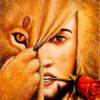 99px.ru аватар Мужчина с розой во рту отодвигает с лица шкурe львицы