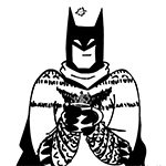 99px.ru аватар Бэтмен с кружкой в руках и в окружении падающих листьев
