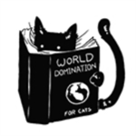 99px.ru аватар Черная кошка читает книгу (World Domination for cats / Мировая доминация для кошек)