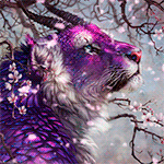 99px.ru аватар Фиолетовый лев с рогами, под деревом сакуры