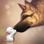 99px.ru аватар Белый котенок целует в нос немецкую овчарку