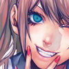 Аватар Дзюнко Эносима / Junko Enoshima из аниме Пуля-доказательство / Danganronpa улыбается безумной улыбкой